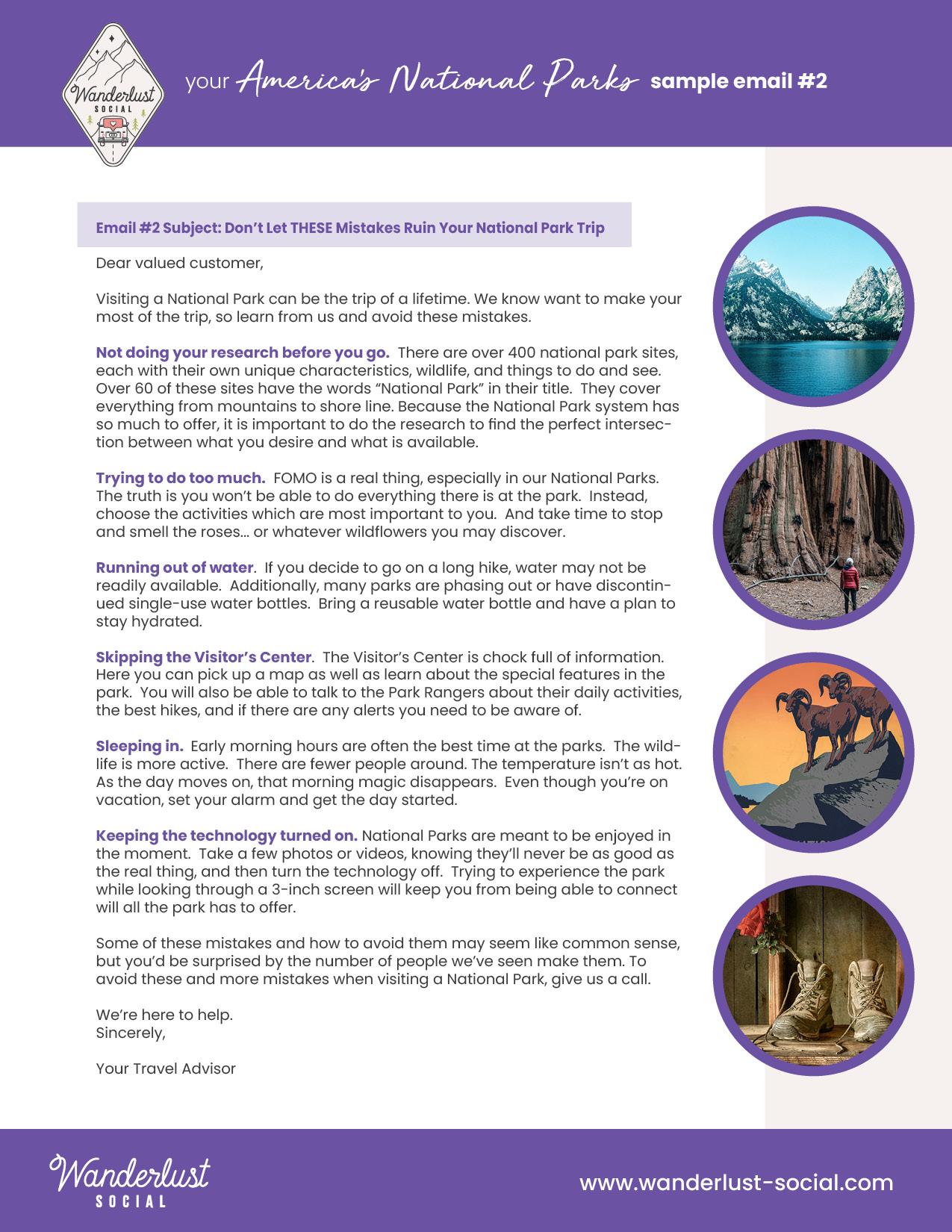 Parks Newsletter Example Email Don’t Let THESE Mistakes Ruin Your National Park Trip Email ...