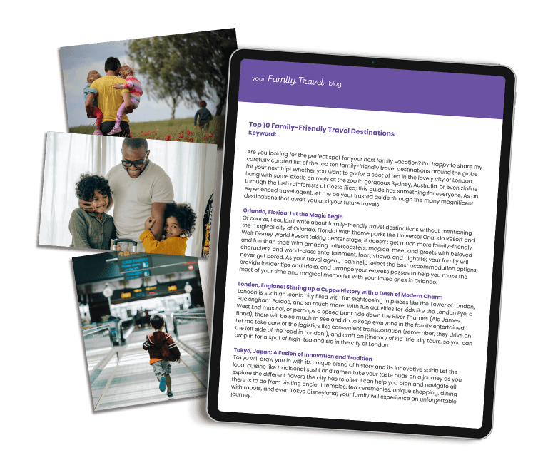 Marketing content for travel agencies for families