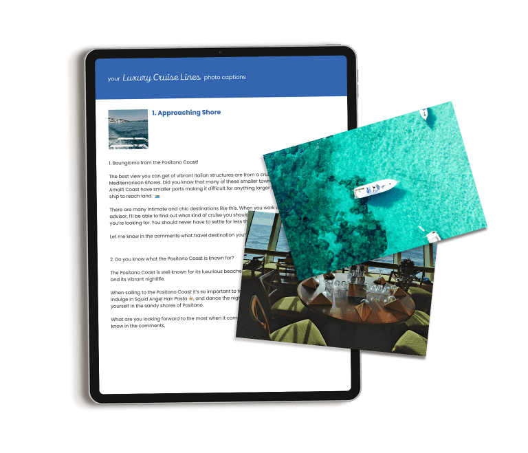 Travel marketing content for luxury cruise lines