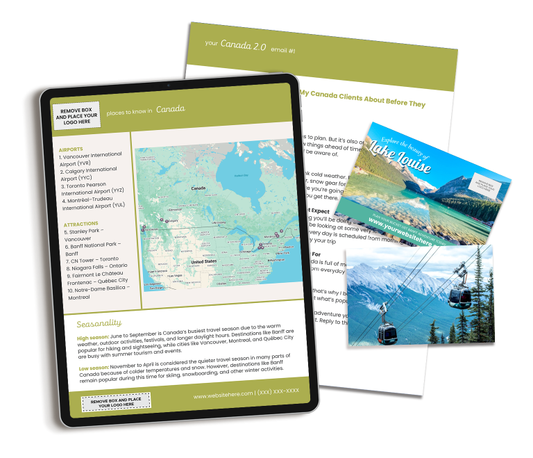 Our Canada marketing content includes done-for-you content for travel agents.
