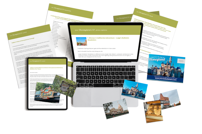 Disneyland marketing content bundle includes done-for-you content for travel agents.