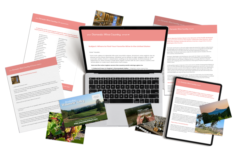 Our Domestic Wine Country marketing content includes done-for-you content for travel agents.