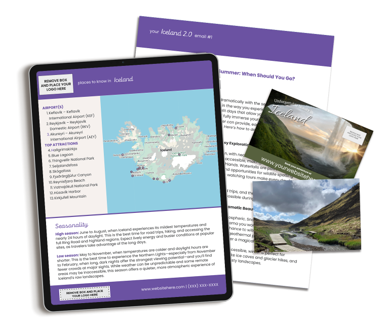Our Iceland marketing content includes done-for-you content for travel agents.