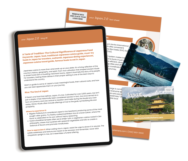 Our Japan marketing content includes done-for-you content for travel professionals.
