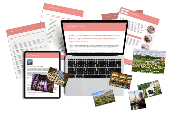 Our Paris marketing content includes done-for-you content for travel agents.