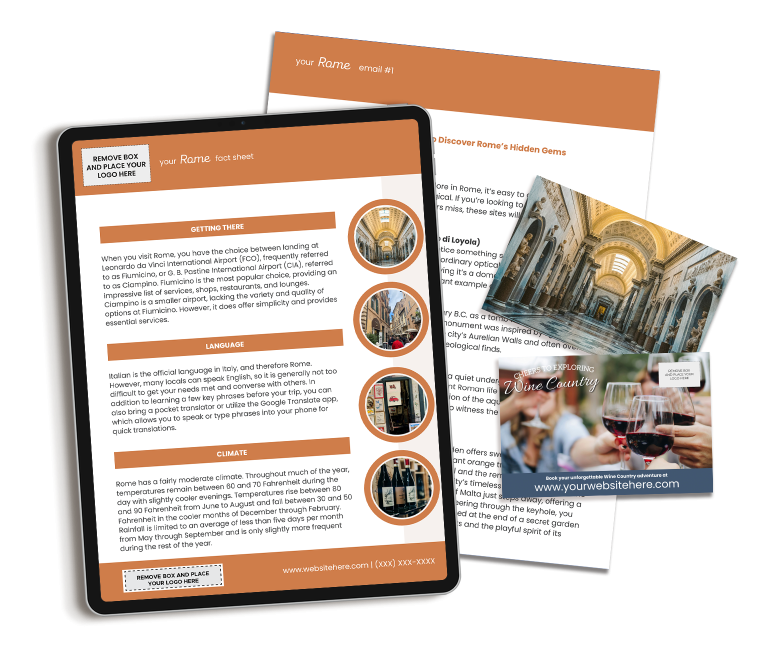 Our Rome marketing content includes done-for-you content for travel agency professionals.