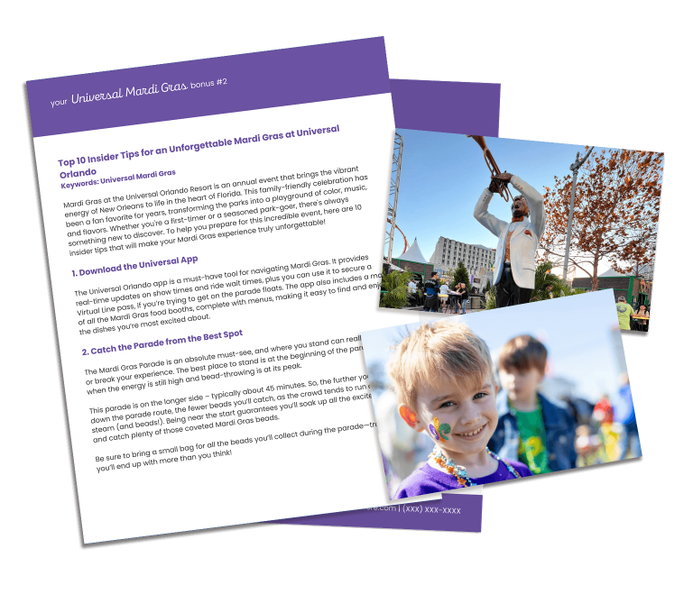 Universal Mardi Gras Travel Marketing