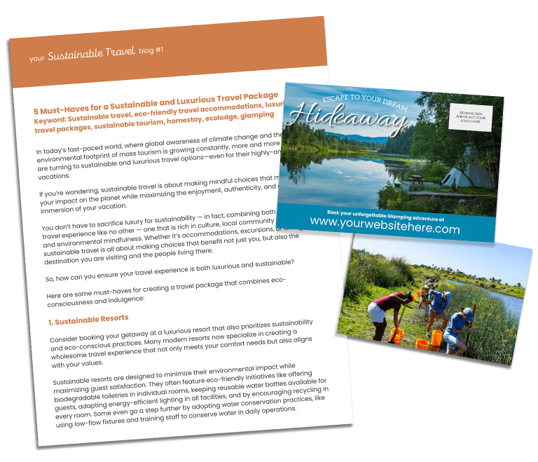 Sustainable travel marketing content bundle