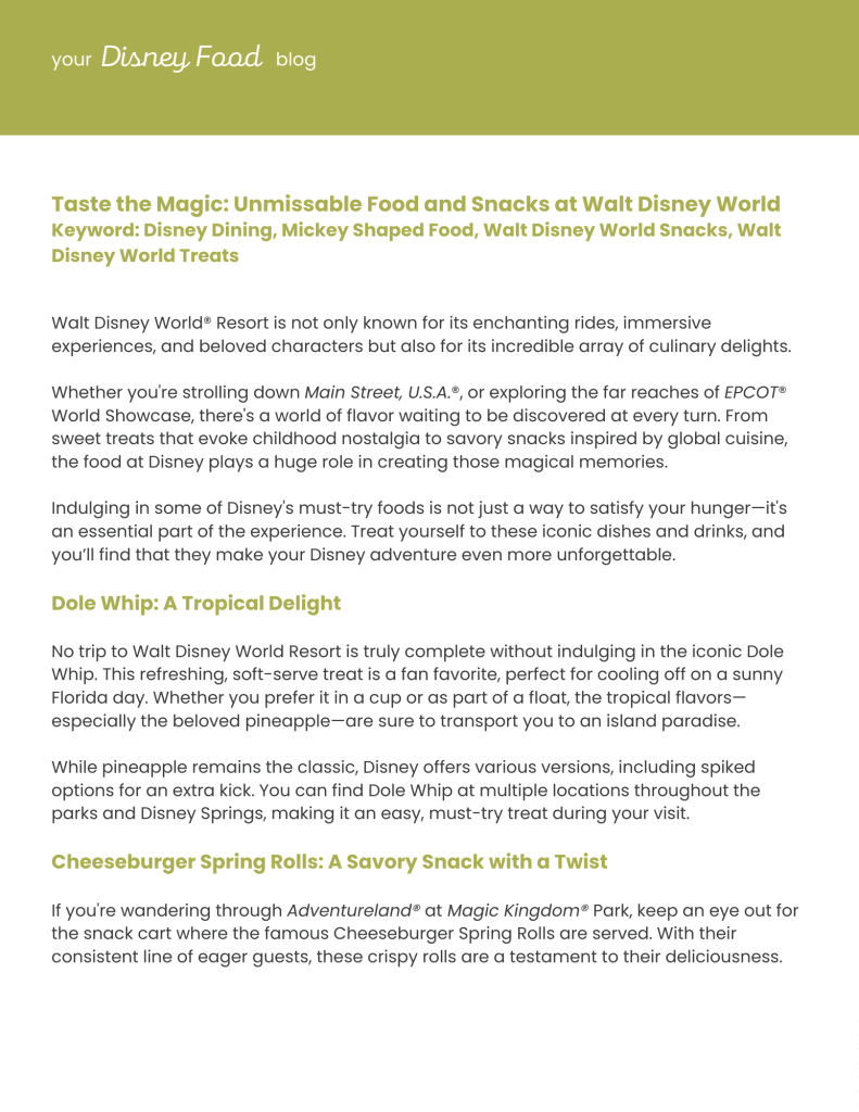 Taste the Magic Unmissable Food - Food And Drinks At The Magical Theme Park Blog 791x1024