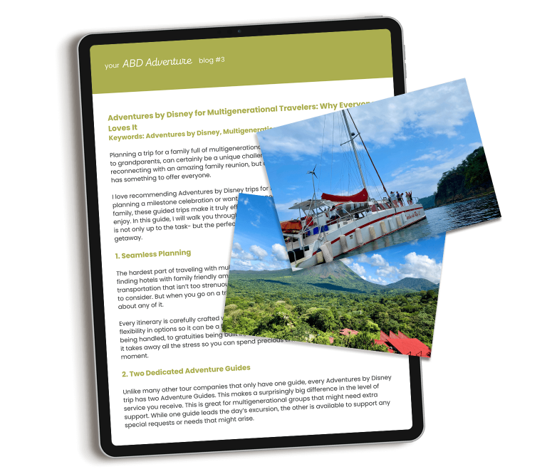 Adventures by Disney travel content marketing