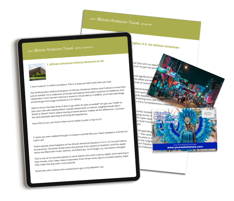 African American Travel content marketing bundle for travel professionals