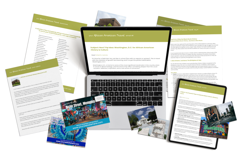 African American Travel content marketing bundle for travel agency owners