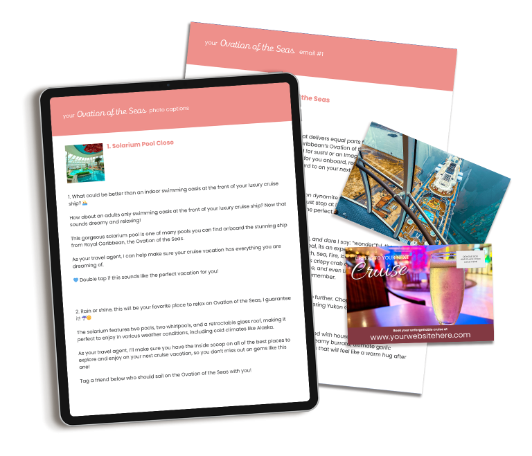 Royal Caribbean Ovation of the Seas content marketing bundle for travel agency owners