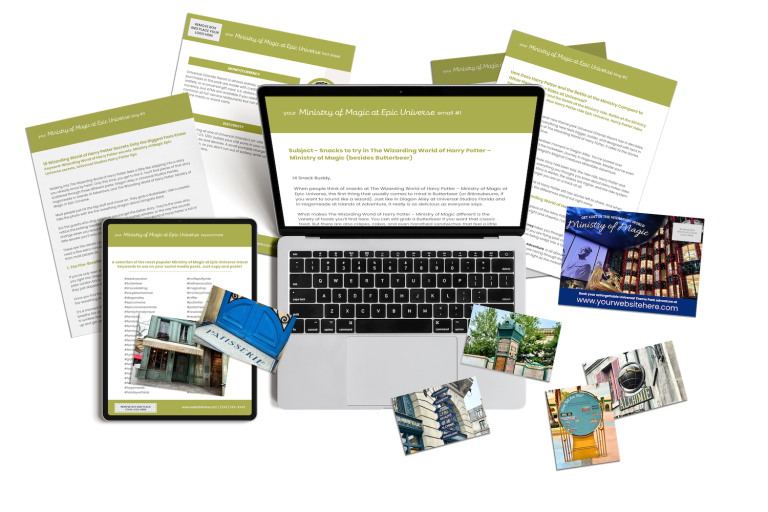 Ministry of Magic at Epic Universe marketing content for travel agents