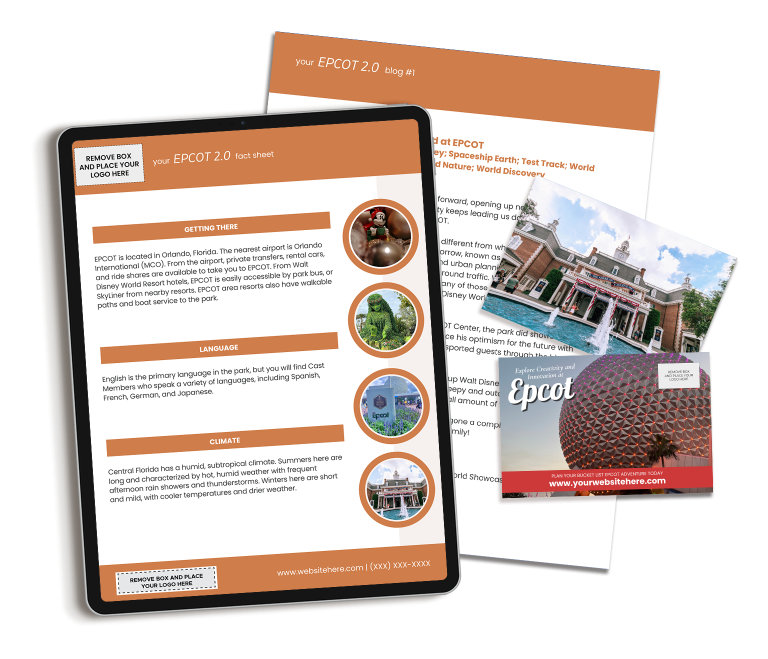 Our EPCOT marketing content includes done-for-you content for travel professionals.