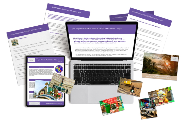 Super Nintendo World at Epic Universe marketing content bundle includes done-for-you content for travel agents.