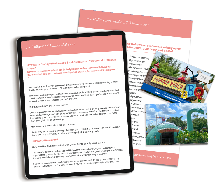 Hollywood Studios marketing content bundle includes done-for-you content for travel professionals